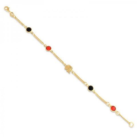 Pulsera Elegante 03.32.0173.07 Oro Laminado, Diseño de Elefante y Miami Cubana, Diseño de Elefante, con Cristal Negro y Granate, Pulido Multicolor, Dorado