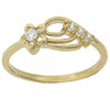 Anillo Multi Piedra 5.165.033.06 Oro Laminado, Diseño de Flor, con Zirconia Cubica Blanca, Pulido, Dorado