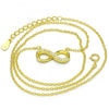 Collares con Dije 04.336.0099.2.16 Plata Rodinada, Diseño de Infinito, con Zirconia Cubica Blanca, Pulido, Dorado
