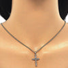 Collares con Dije 04.284.0015.20 Oro Laminado, Diseño de Cruz, con Zirconia Cubica Blanca, Pulido, Dorado