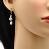 Arete Largo 02.221.0021 Oro Laminado, Diseño de Gota, con Zirconia Cubica Blanca, Pulido, Dorado