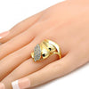Anillo Multi Piedra 01.241.0031.07 Oro Laminado, Diseño de Flor, con Cristal Blanca, Pulido, Dorado