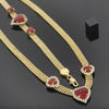 Collar y Pulso 5.013.004 Oro Laminado, Diseño de Corazon, con Zirconia Cubica Granate y Blanca, Pulido, Dorado