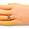 Anillo Multi Piedra 01.341.0075.4 Oro Laminado, Diseño de Corazon, con Zirconia Cubica Amatista, Pulido, Dorado