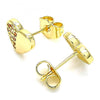 Arete Dormilona 02.156.0491.1 Oro Laminado, Diseño de Corazon, con Micro Pave Blanca, Pulido, Dorado