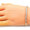 Pulsera Elegante 03.130.0012.08 Oro Laminado, Diseño de Mariner, con Zirconia Cubica Blanca, Pulido, Dorado