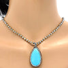 Collares con Dije 04.232.0007.31 Acero Inoxidable, Diseño de Gota, con Cristal Marron Oscuro y OpalTopacio Azul, Pulido, Acero