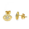 Arete Dormilona 02.213.0296 Oro Laminado, Diseño de Ojo Griego, con Micro Pave Blanca, Pulido, Dorado