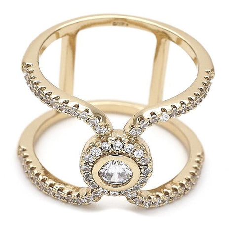 Anillo Multi Piedra 01.155.0039.07 Oro Laminado, con Cristal Blanca y Zirconia CubicaBlanca, Pulido, Dorado