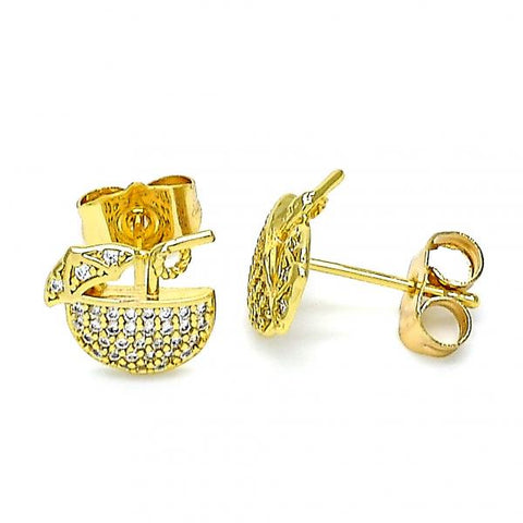 Arete Dormilona 02.310.0032 Oro Laminado, con Micro Pave Blanca, Pulido, Dorado