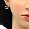 Arete Dormilona 02.217.0082.4 *PROMO* Oro Laminado, Diseño de Estrella, con Zirconia Cubica Zafiro Azul y Blanca, Pulido, Dorado