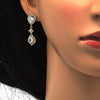 Collar y Arete 06.205.0025 Oro Laminado, Diseño de Gota, con Zirconia Cubica Blanca, Pulido, Dorado