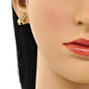 Arete Dormilona 02.213.0370 Oro Laminado, Diseño de Elefante, con Micro Pave Negro, Pulido, Dorado