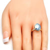 Anillo Multi Piedra 01.239.0008.10 Oro Laminado, con Cristales de Swarovski Blue Shade, Pulido, Dorado