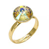 Anillo Multi Piedra 01.239.0001.6 Oro Laminado, con Cristales de Swarovski Luminous Green, Pulido, Dorado