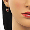 Arete Gancho Frances 5.125.012.8 Oro Laminado, Diseño de Gota, con Cristal Granate y Blanca, Pulido, Dorado