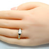 Anillo Multi Piedra 01.94.0006.07 Oro Laminado, con Zirconia Cubica Blanca, Pulido, Dorado