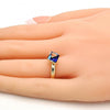 Anillo Multi Piedra 01.239.0003.7 Oro Laminado, con Cristales de Swarovski Bermuda Blue, Pulido, Dorado