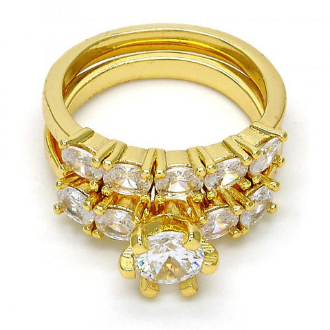 Anillo Multi Piedra 01.99.0056.08 Oro Laminado, con Zirconia Cubica Blanca, Pulido, Dorado