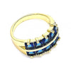 Anillo Multi Piedra 01.346.0020.4.09 Oro Laminado, con Zirconia Cubica Zafiro Azul, Pulido, Dorado