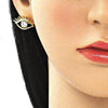 Juego de Arete y Dije de Adulto 10.379.0024 Oro Laminado, Diseño de Ojo Griego, con Zirconia Cubica Blanca, Pulido, Dorado