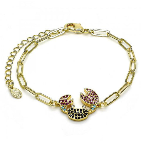 Pulsera Elegante 03.362.0025.07 Oro Laminado, con Micro Pave Multicolor, Pulido, Dorado