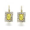 Arete Gancho Frances 5.125.020.6 Oro Laminado, con Cristal Amarillo y Blanca, Pulido, Dorado