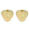 Arete Dormilona 02.100.0125 Oro Laminado, Diseño de Corazon, Diamantado, Dorado