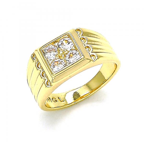 Anillo Infantil 01.185.0017.02 Oro Laminado, con Zirconia Cubica Blanca, Pulido, Dorado