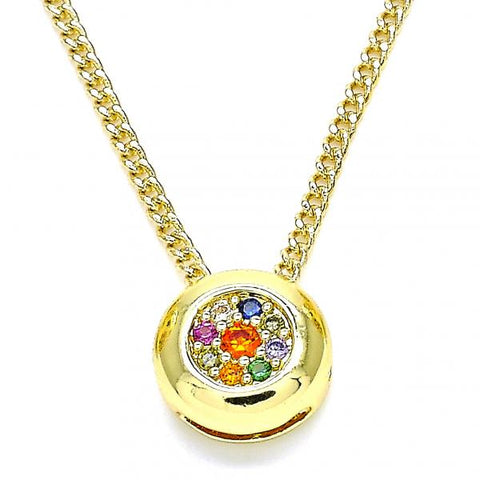 Collares con Dije 04.156.0338.3.20 Oro Laminado, con Micro Pave Multicolor, Pulido, Dorado