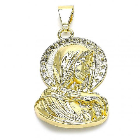Dije Religioso 05.213.0100 Oro Laminado, Diseño de Sagrado Corazon de Maria, Pulido, Dorado