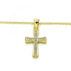 Collares con Dije 04.336.0115.2.16 Plata Rodinada, Diseño de Cruz, con Micro Pave Blanca, Pulido, Dorado