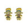 Arete Dormilona 02.341.0033 Oro Laminado, Diseño de Nina Pequena, con Micro Pave Multicolor, Pulido, Dorado