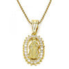 Dije Religioso 05.120.0061 Oro Laminado, Diseño de Guadalupe, con Zirconia Cubica Blanca, Pulido, Dorado