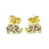 Arete Dormilona 02.156.0545.1 Oro Laminado, Diseño de Elefante, con Micro Pave Multicolor, Pulido, Dorado