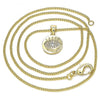 Collares con Dije 04.156.0306.20 Oro Laminado, con Micro Pave Blanca, Pulido, Dorado