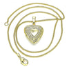 Collares con Dije 04.117.0019.20 Oro Laminado, Diseño de Corazon y Arco, Diseño de Corazon, Pulido, Dorado