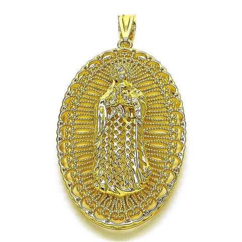 Dije Religioso 05.411.0009 Oro Laminado, Diseño de Guadalupe, Diamantado, Dorado