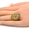 Anillo Multi Piedra 01.118.0054.08 Oro Laminado, Diseño de Flor, con Micro Pave Blanca, Pulido, Dorado