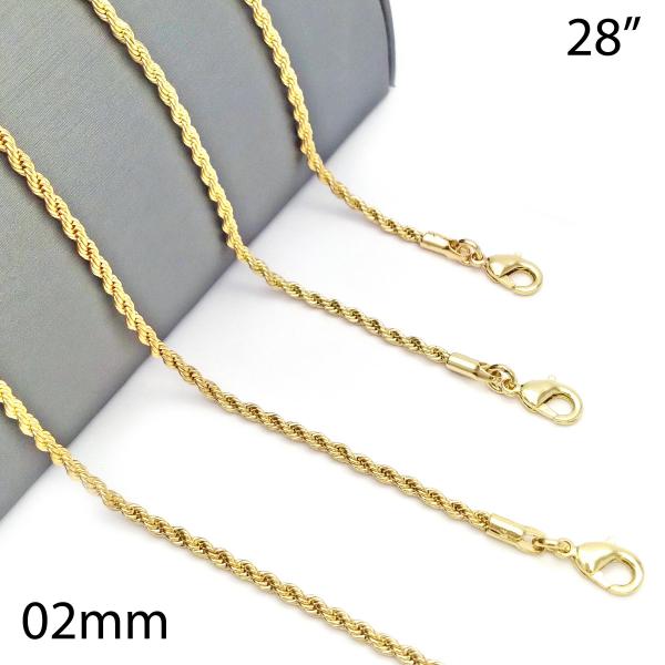 Gargantilla Básica 5.222.036.28 Oro Laminado, Diseño de Rope, Pulido, Dorado
