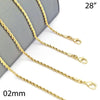 Gargantilla Básica 5.222.036.28 Oro Laminado, Diseño de Rope, Pulido, Dorado
