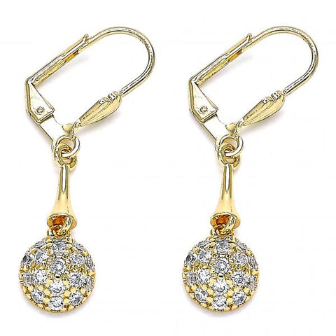 Arete Largo 02.387.0069 Oro Laminado, con Zirconia Cubica Blanca, Pulido, Dorado