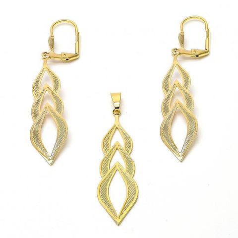 Juego de Arete y Dije de Adulto 011.001 Oro Laminado, con Zirconia Cubica Blanca, Pulido, Dorado