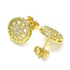 Arete Dormilona 02.156.0568 Oro Laminado, Diseño de Corazon, con Micro Pave Blanca, Pulido, Dorado