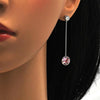 Arete Largo 02.239.0024.3 Rodio Laminado, con Cristales de Swarovski Light Rose y Zirconia CubicaBlanca, Pulido, Rodinado