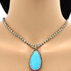 Collares con Dije 04.232.0007.31 Acero Inoxidable, Diseño de Gota, con Cristal Marron Oscuro y OpalTopacio Azul, Pulido, Acero