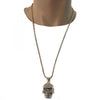 Collares con Dije 04.242.0076.30 Oro Laminado, Diseño de Calavera, con Cristal Blanca y Negro, Pulido, Dorado