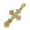 Dije Religioso 05.351.0026 Oro Laminado, Diseño de Crucifijo, con Cristal Blanca, Pulido, Dorado
