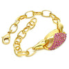 Pulsera Elegante 03.59.0062.09 Oro Laminado, con Cristal Fucsia, Pulido, Dorado