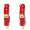 Argolla Huggie 02.362.0004.1.20 Oro Laminado, con Zirconia Cubica Blanca, Esmaltado Rojo, Dorado